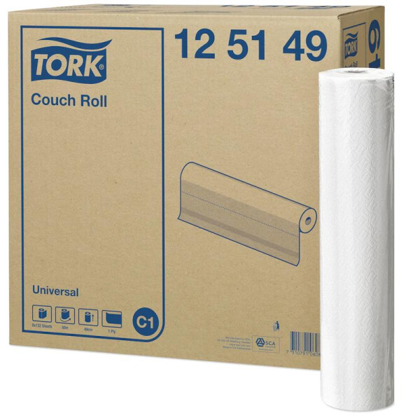 Tork Universal Liegenabdeckung 1 lagig, weiß, 49 × 38 cm, Rolle = 50 m