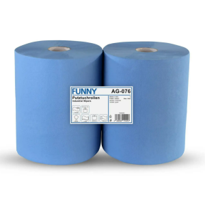 Funny Industrierolle 36 cm, 2-lagig, blau, Zellstoff, 1.000 Blatt, 2 Rollen