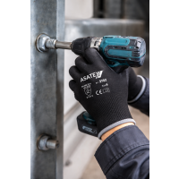 Asatex Arbeitshandschuh 3702 – PU-beschichteter Handschuh, schwarz, EN 388, Kat. II