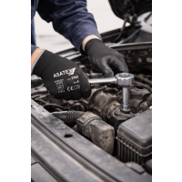 Asatex Arbeitshandschuh 3702 – PU-beschichteter Handschuh, schwarz, EN 388, Kat. II