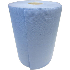 Funny AG-076 Putztuchrolle blau 36 × 34 cm 1000 Blatt – 2-lagige verklebt Papiertücher – Putztuchrolle für Industrie, Werkstatt und Restaurant –…