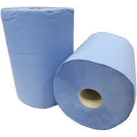 Funny AG-076 Putztuchrolle blau 36 × 34 cm 1000 Blatt – 2-lagige verklebt Papiertücher – Putztuchrolle für Industrie, Werkstatt und Restaurant –…
