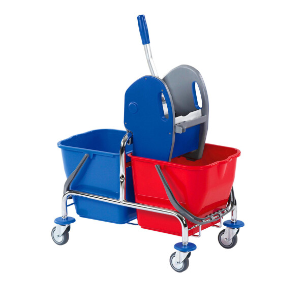 Floorstar SOLID Doppelfahrwagen 2×17 L – Kompakter Reinigungswagen mit Presse